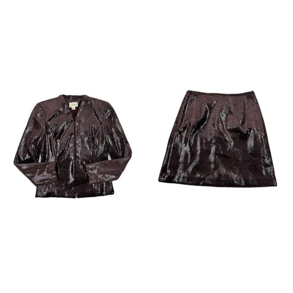 NOS Vintage Cache Metallic Mini Skirt Blazer Jacket Set 2 Pc Suit USA